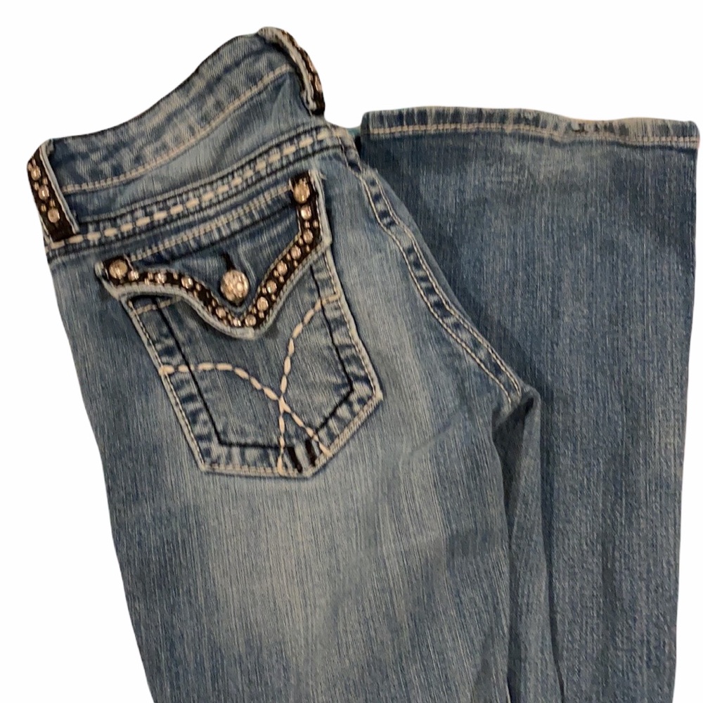 Miss Me Low Rise Skinny Bootcut Rhinestone Jeans - Picture 6 of 16